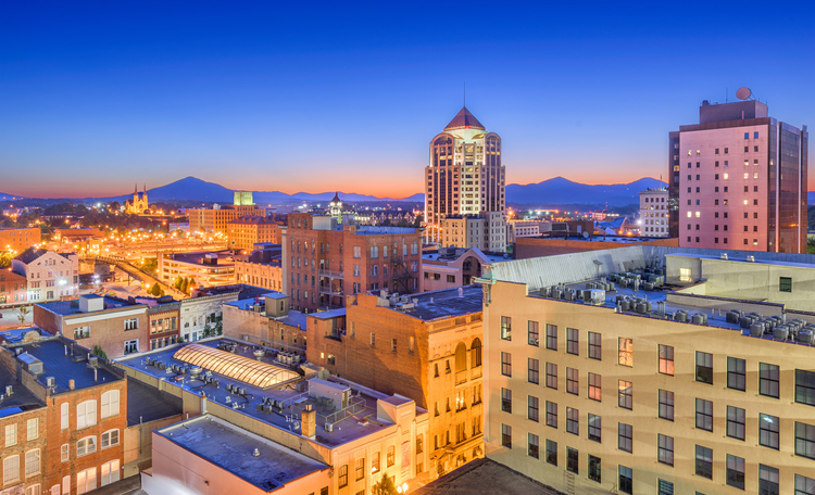 Roanoke Downtown Skyline Aerial