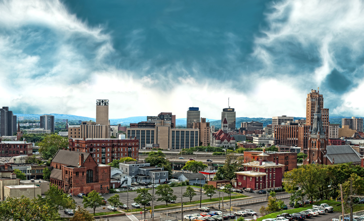 Syracuse Downtown Skyline Aerial