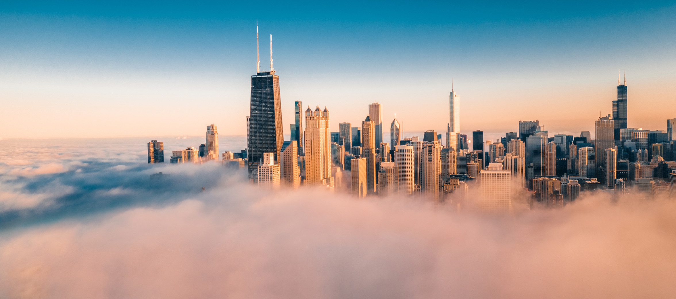 chicago skyline above the clouds