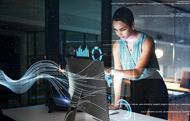 woman working on laptop