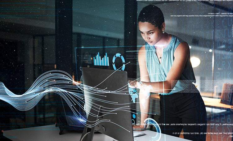 woman working on laptop
