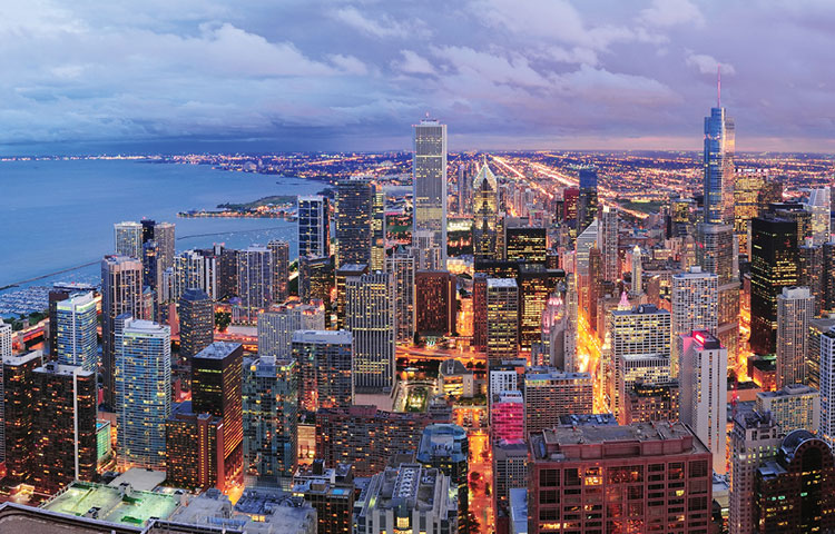 Chicago skyline at night