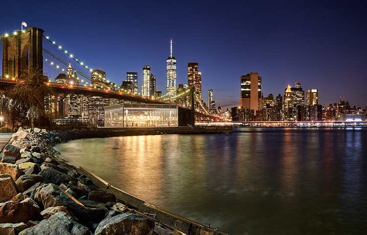 NYC Brooklyn Bridge Night Skyline