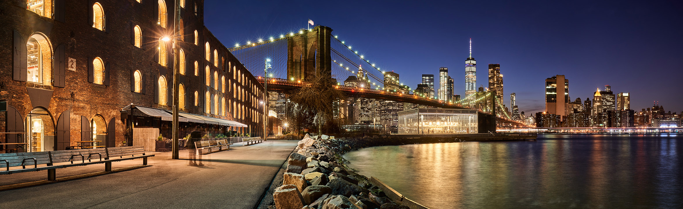 NYC Brooklyn Bridge Night Skyline