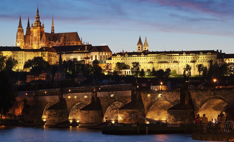 Prague, Castle, city, night