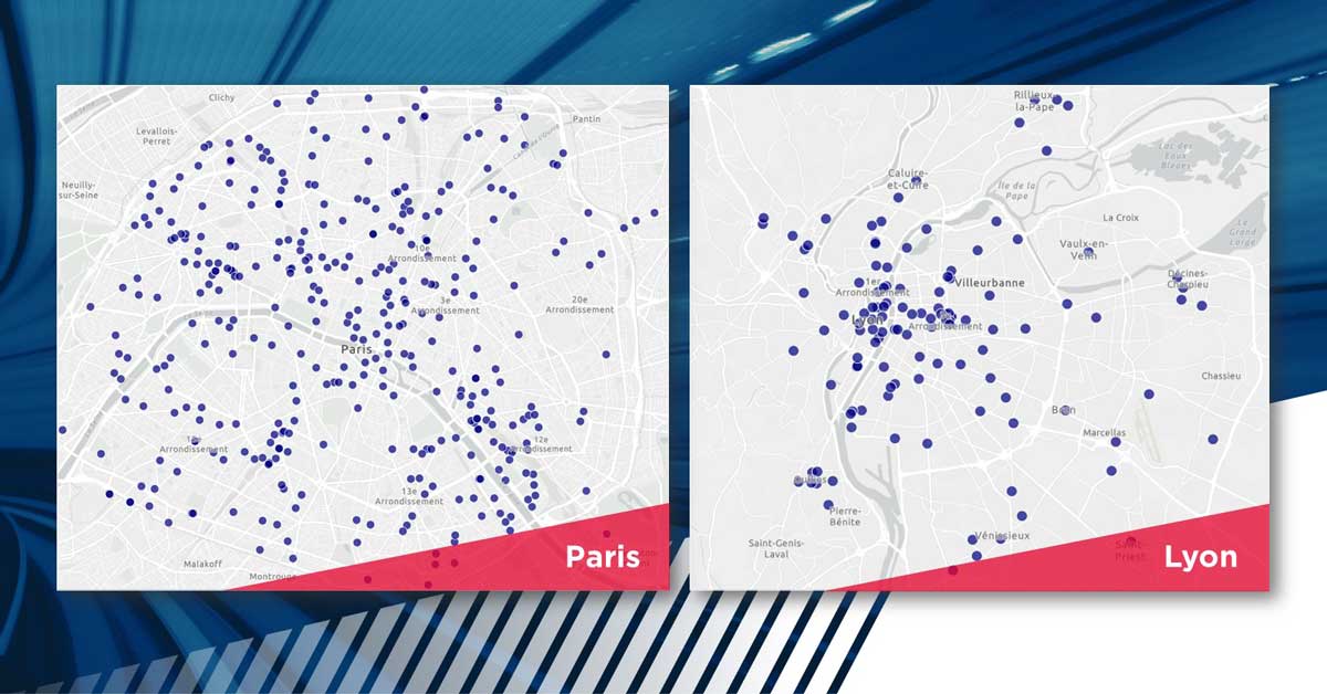 Mapping des implantations de parking à Paris et Lyon