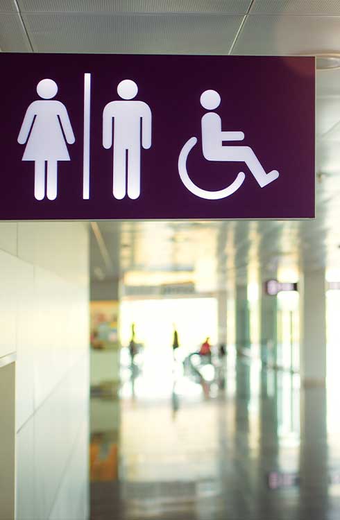 WC sign for ladies, men and disabled toilets