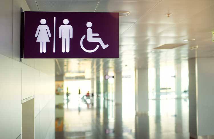 WC sign for ladies, men and disabled toilets