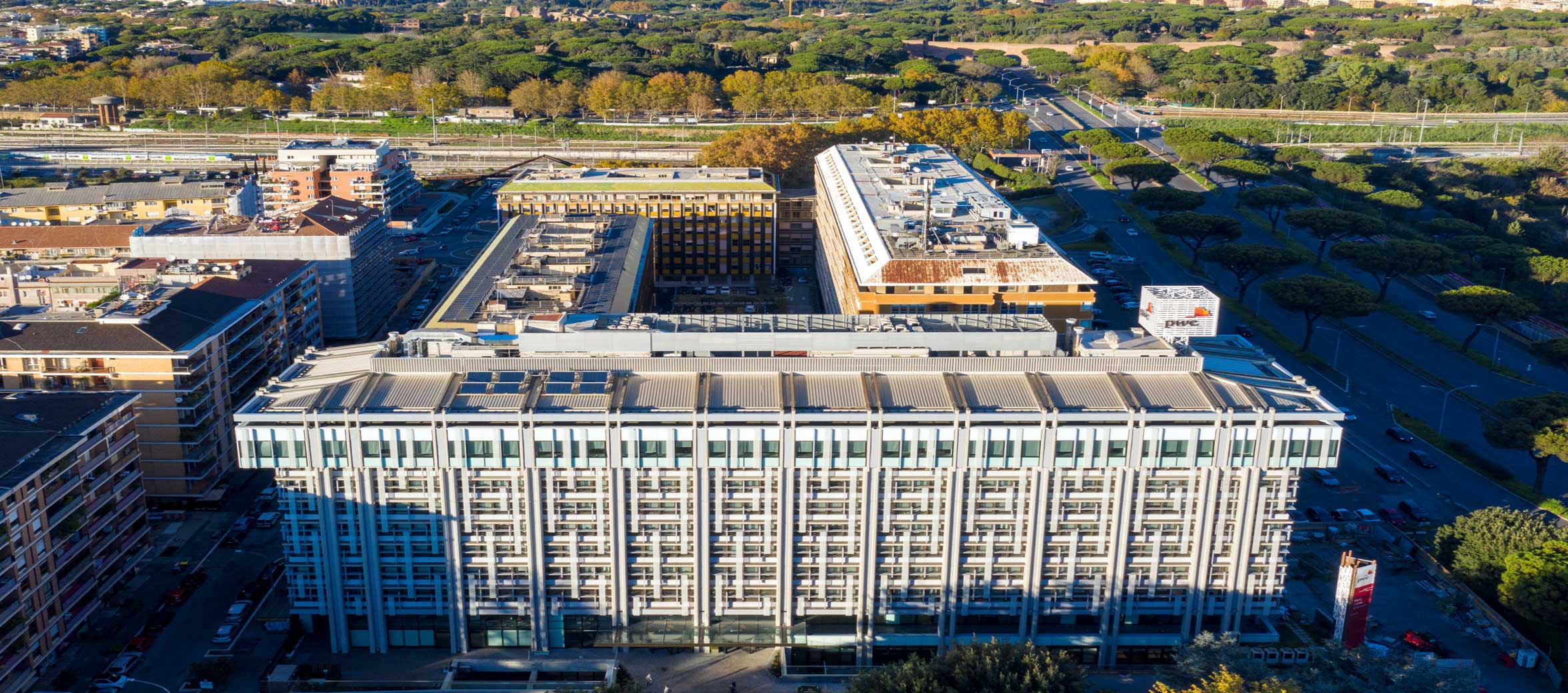 Aerial image of the office building Via Colombo 80, Rome