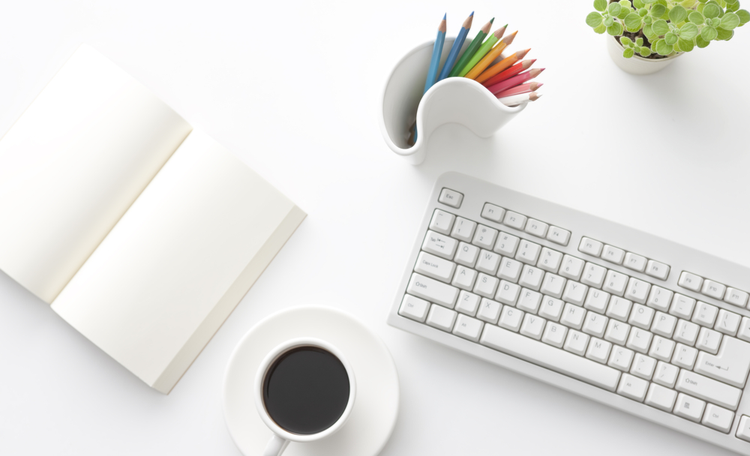clean desk cofee