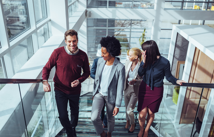 Colleagues on stairs