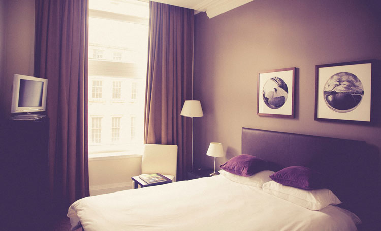 Hotel room sepia