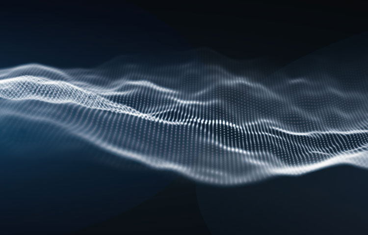 white mesh wave on black background