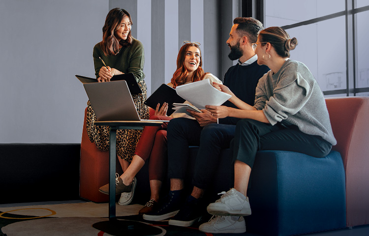 team working at a table