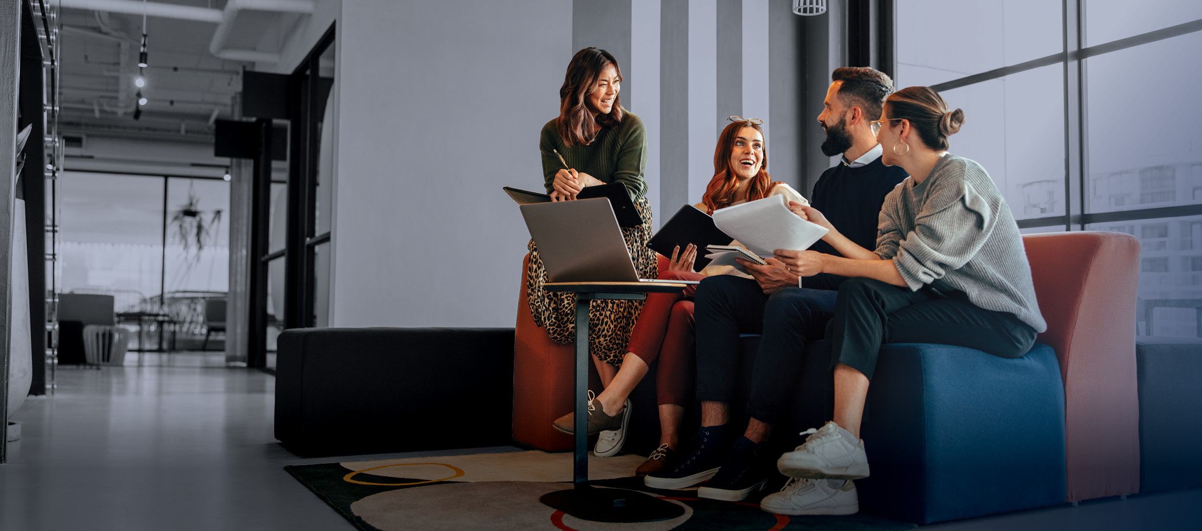 team working at a table